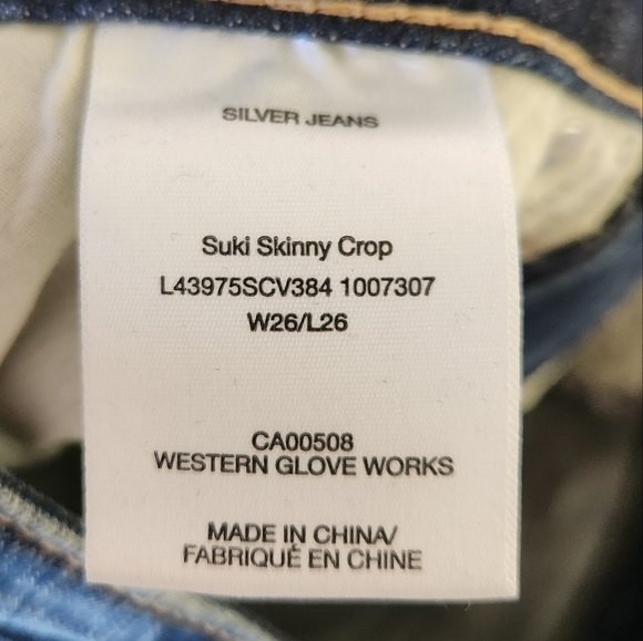 Silver Suki Cropped Denim Jeans Skinny Capri Stretchy Dark Wash Mid Rise Size 26 - Picture 10 of 12